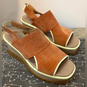 Sorel Orange Suede Platform Sandals